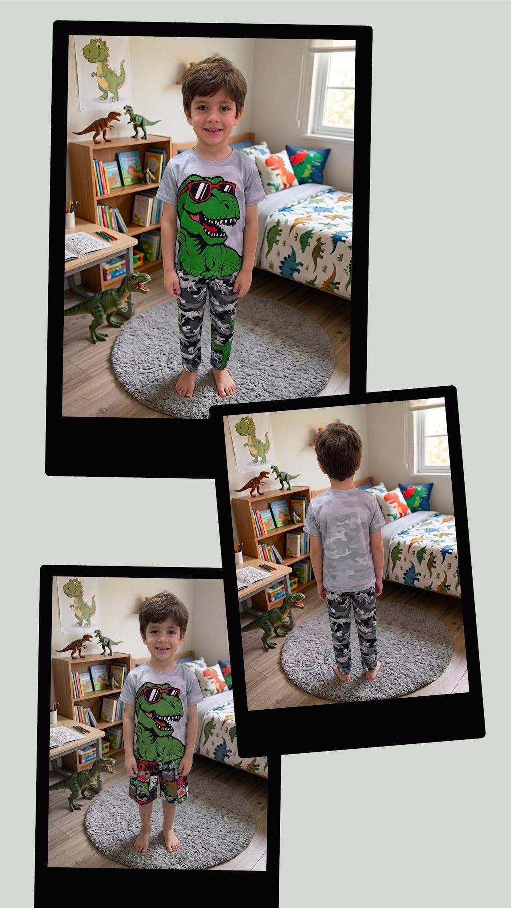 Pijama Niños Trío Dinosaurio Camuflado
