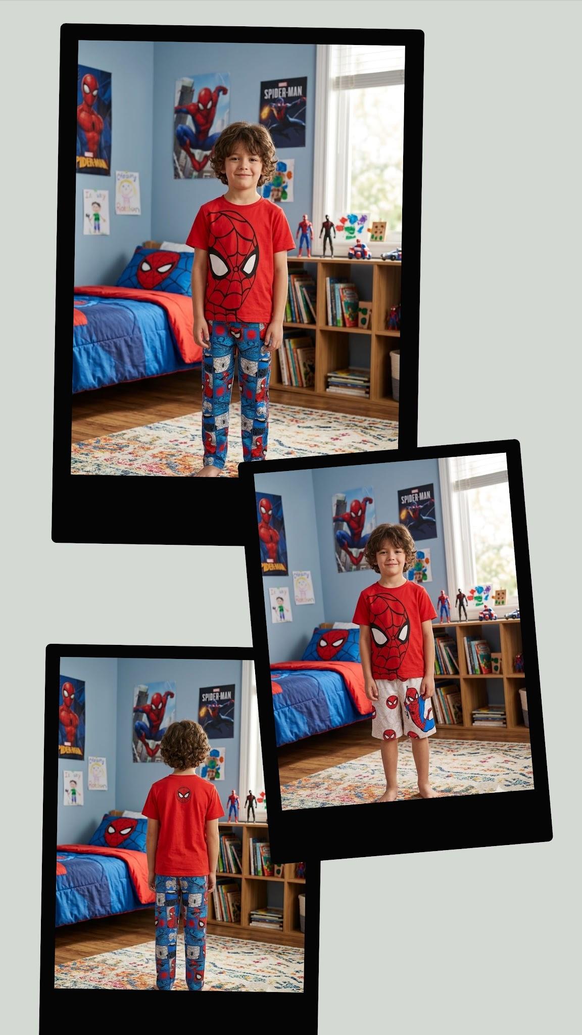 Pijama Niños Trío Spiderman Cuadros
