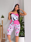 Pijama Pantalón Capri Tira Snoopy Circulos