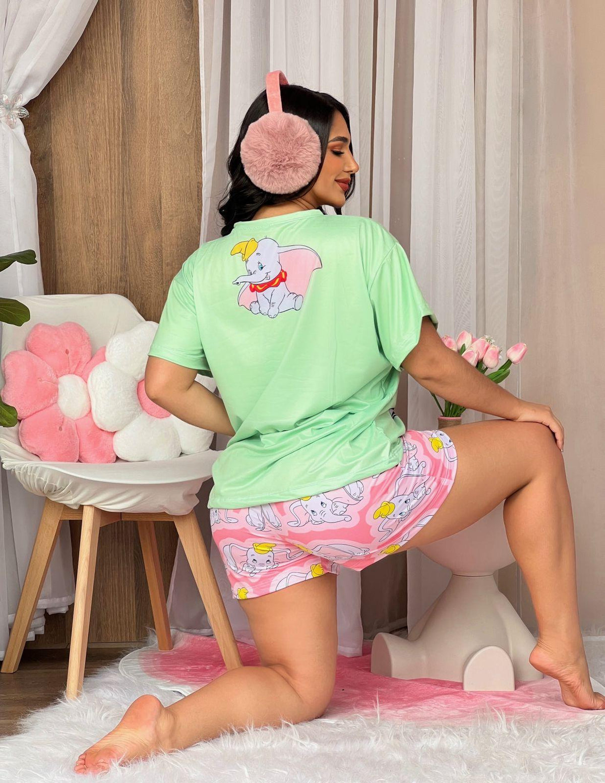 Pijama Short Camiseta Dumbo Oversize