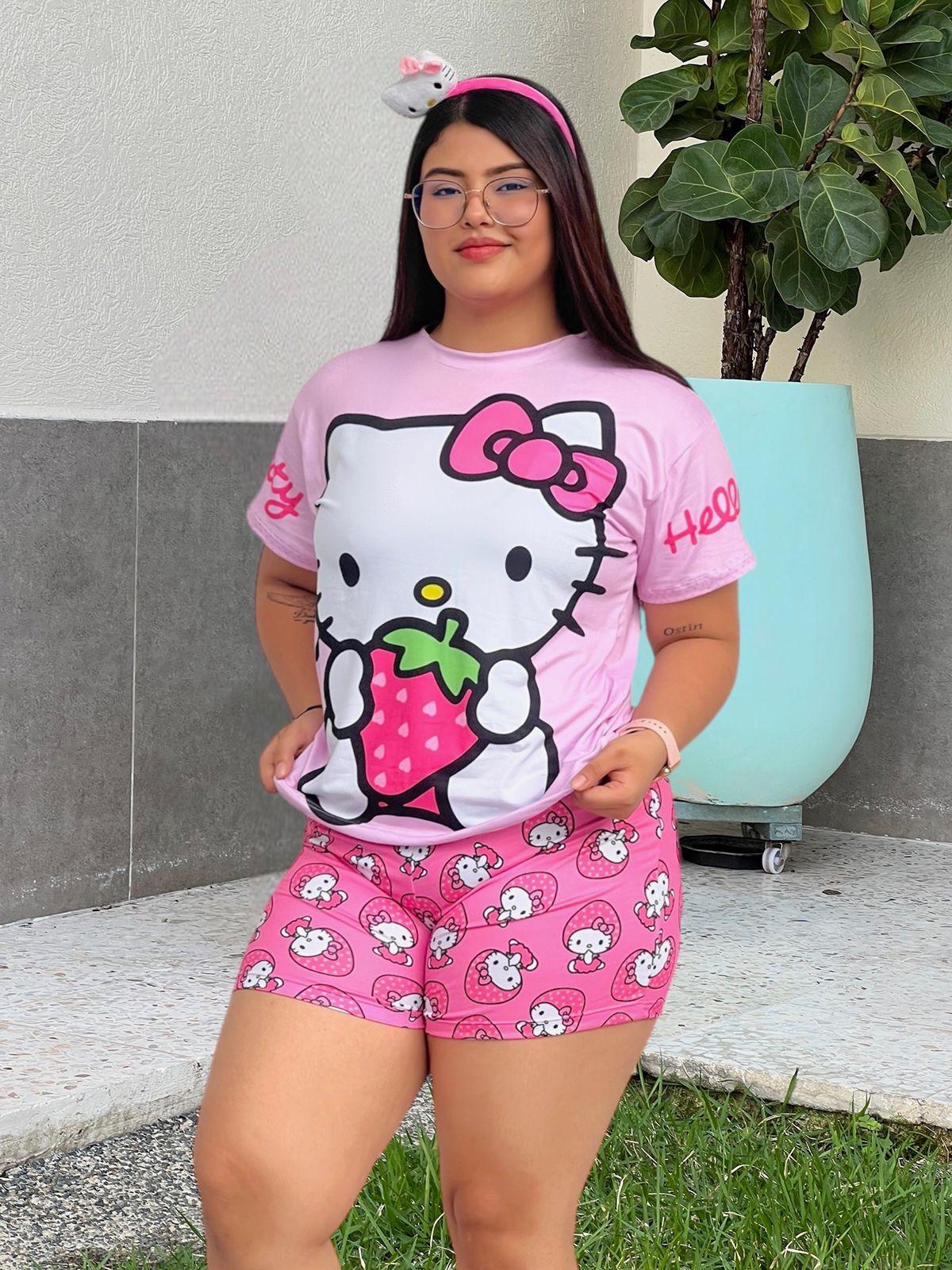Pijama Trío Hello Kitty Fresas Rosadas