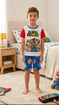 Pijama Niños Bermuda Super Mario Blanca