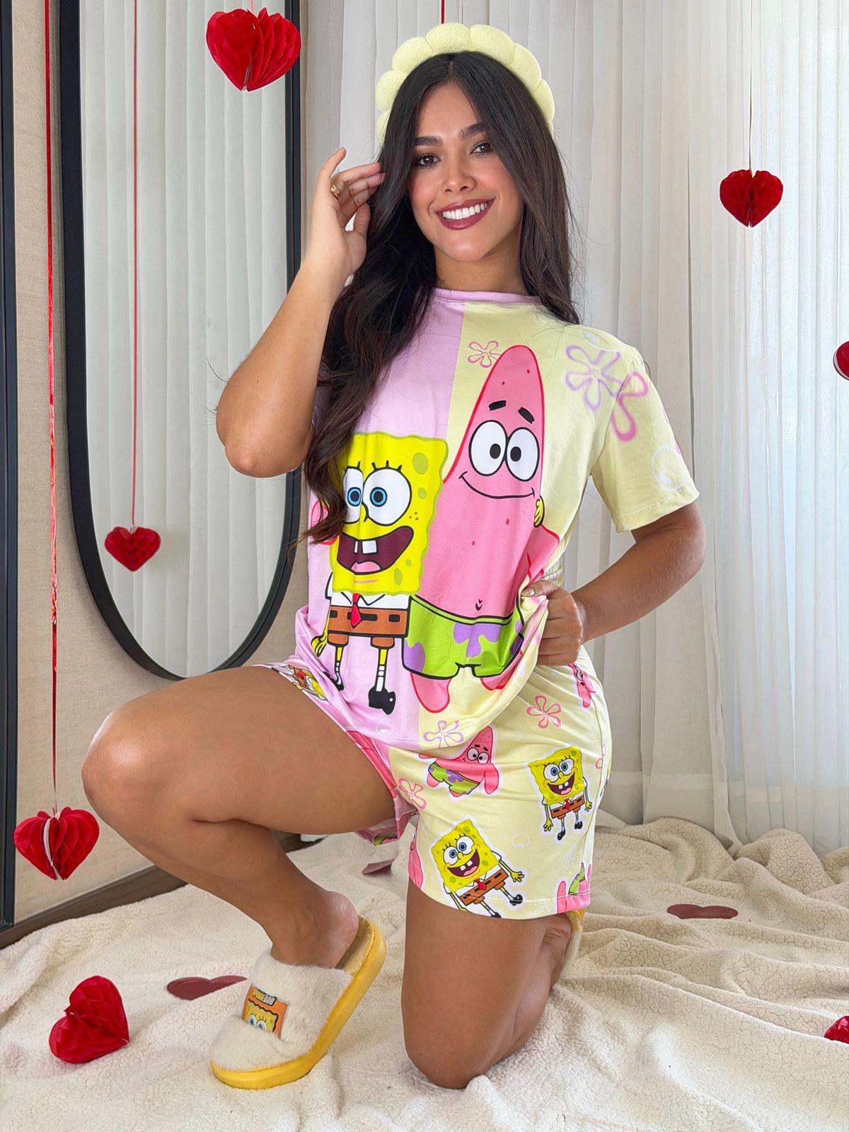Pijama Short Camiseta Bob Esponja y Patricio