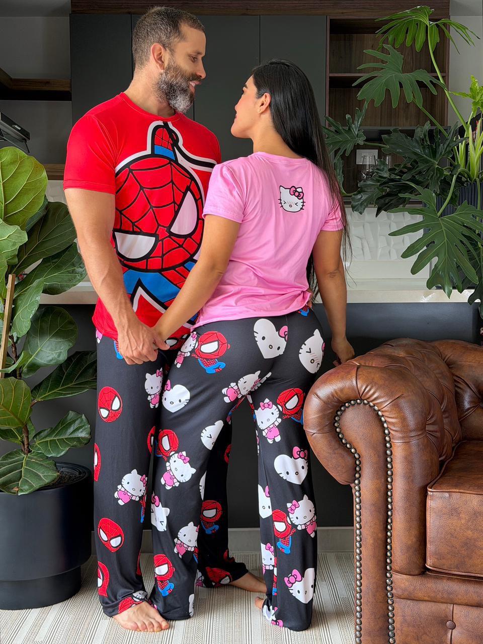 Pijama Pareja Hello Kitty y Spiderman
