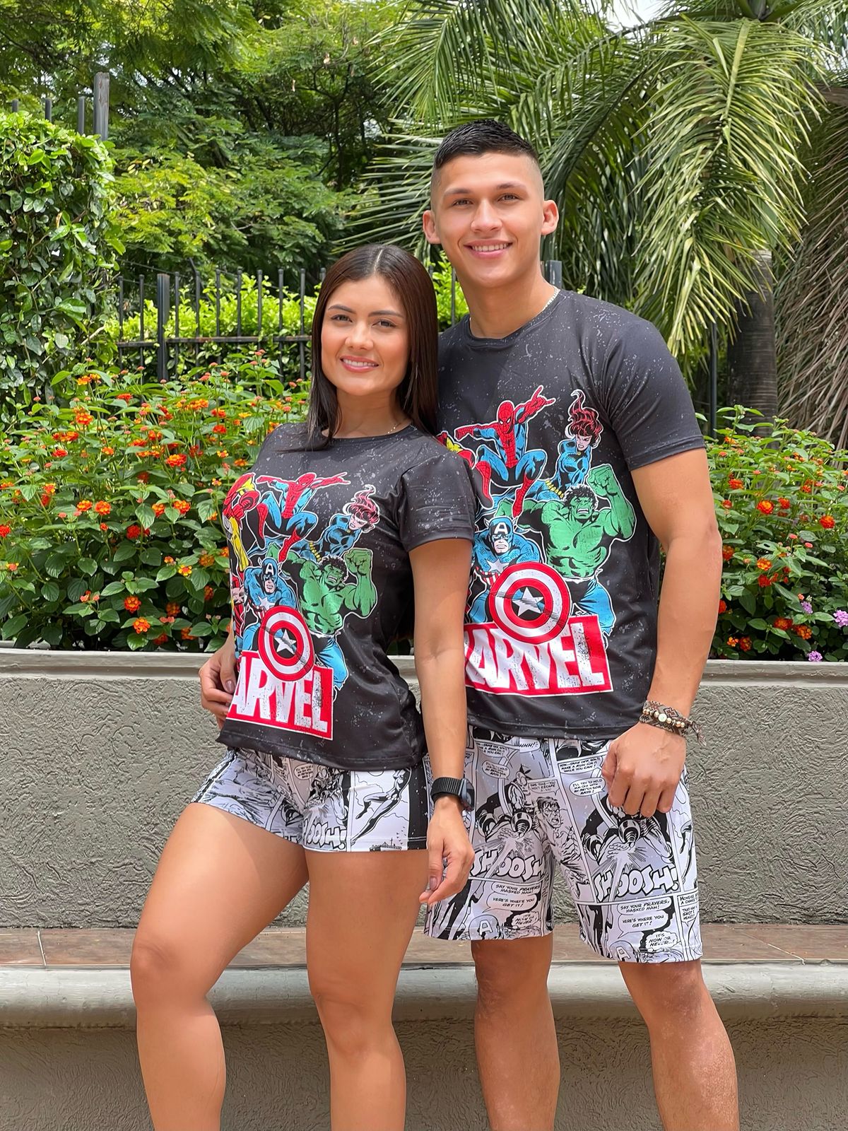 Pijama Short Camiseta Marvel Negro