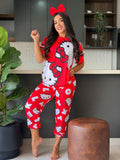 Pijama Pantalón Capri Camiseta Hello Kitty Roja