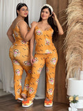 Pijama Pantalón Tira Tiger Winnie Pooh Fondo Naranja