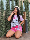 Pijama Short Camiseta Gata Marie