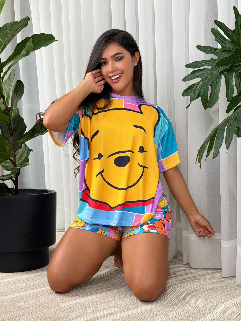 Pijama Short Camiseta Winnie Pooh